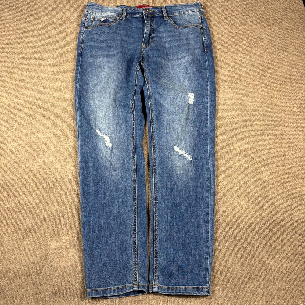 Guess Skinny Jeans Men 34x30 Blue Denim Cotton Stretch Retro Distressed Mid Rise